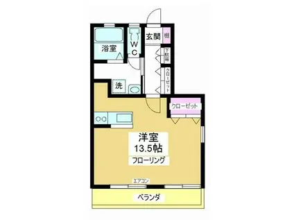 アヴィル旭町(ワンルーム/1階)の間取り写真