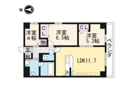セントリヴィエ二条(3LDK/3階)の間取り写真