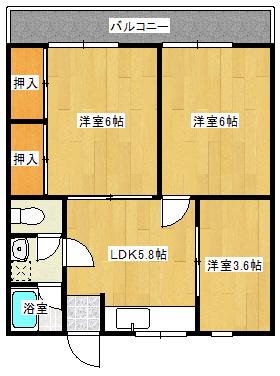 葵アパート(3DK/1階)の間取り写真