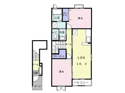 ガーデンヒルズA(2LDK/2階)の間取り写真