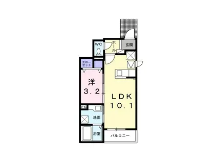 リジエール(1LDK/1階)の間取り写真