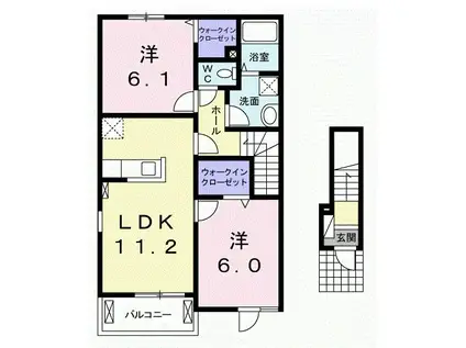 スウィート コテージIII B(2LDK/2階)の間取り写真