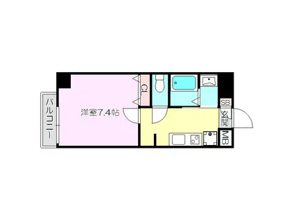 エヌエム・スワサント・トワ(1K/3階)の間取り写真