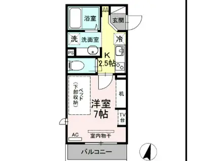 ライズ生田(1K/3階)の間取り写真