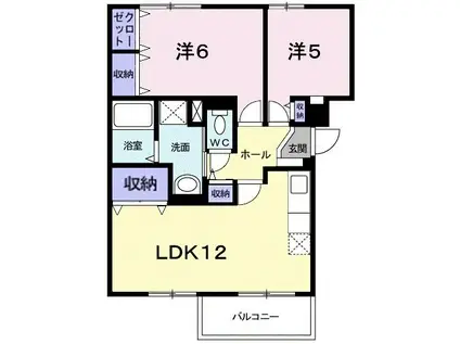 カルチェヴィラ華(2LDK/2階)の間取り写真