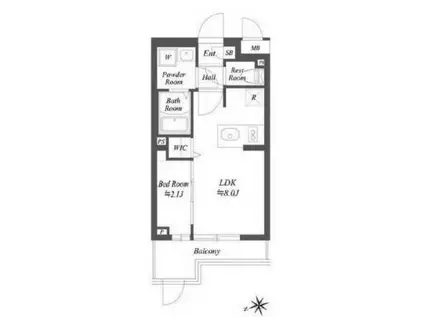 ブランシエスタ用賀(1LDK/1階)の間取り写真