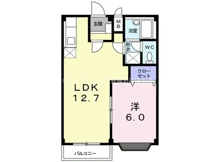 ペアハイツ三鷹B(1LDK/2階)の間取り写真