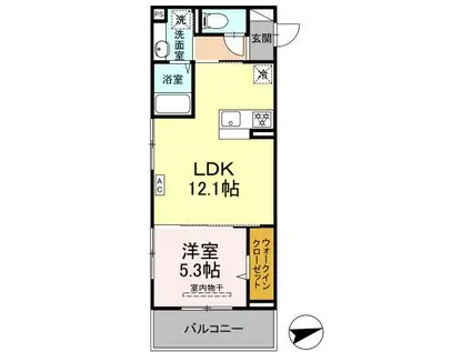 メゾングランレーヴ A棟(1LDK/2階)の間取り写真