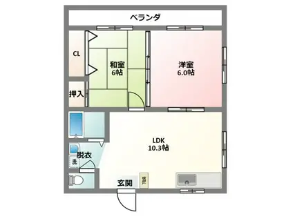 マリンテラス(2LDK/2階)の間取り写真