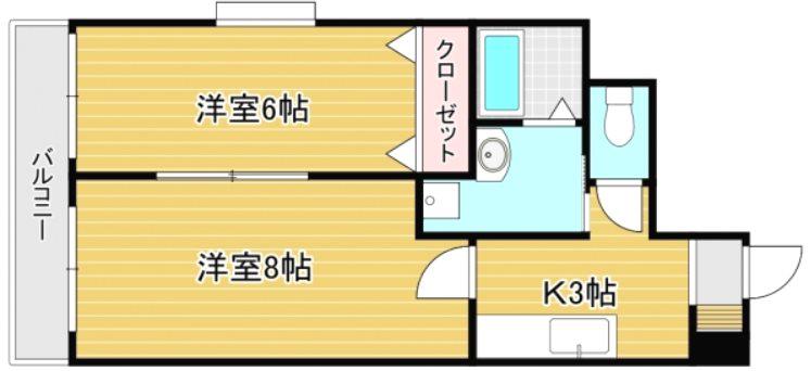 プリンセス香春口(2K/10階)の間取り写真