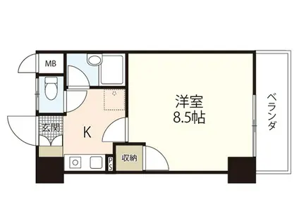 両祖ビルⅡ(1K/6階)の間取り写真