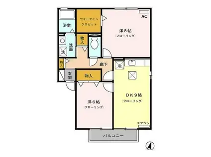 エスペランサSII(2DK/1階)の間取り写真