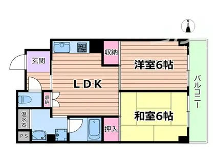 カネボウ新大阪第2マンション(2DK/10階)の間取り写真