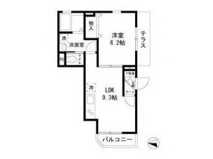 シャルム(1LDK/1階)の間取り写真
