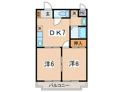 エクレ―ル相南 第二(2DK/4階)の間取り写真