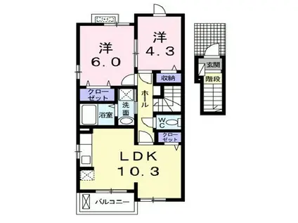 ブランシュ プロスペレA(2LDK/2階)の間取り写真