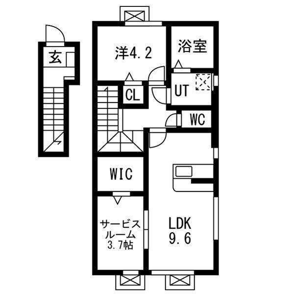 レジデンスII (1SLDK/2階)の間取り写真