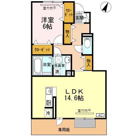 ドエル22(1LDK/1階)の間取り写真