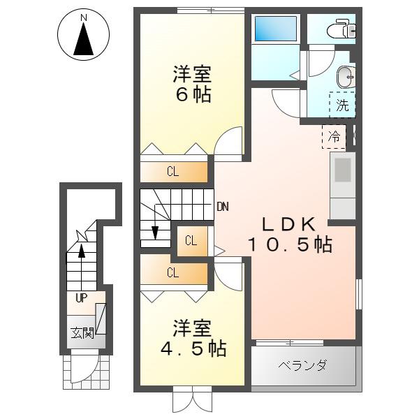 プロムナード(2LDK/2階)の間取り写真