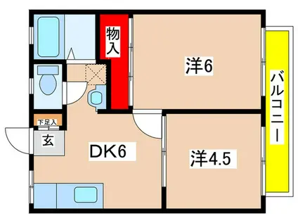 メゾン三田(2DK/1階)の間取り写真