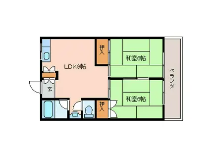 コンフォート青山(2LDK/2階)の間取り写真