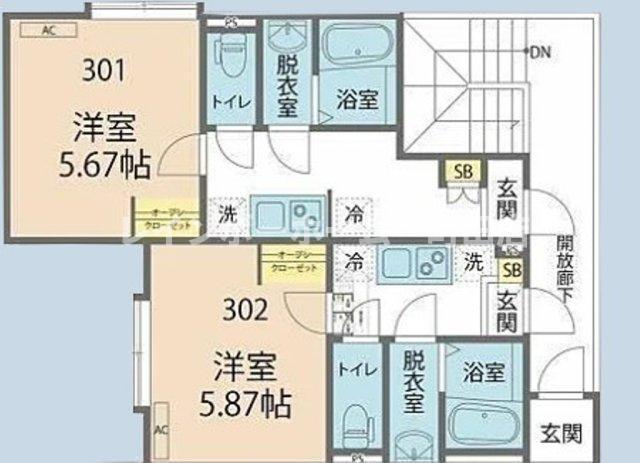 カインドネス相模大野ウエスト(1K/1階)の間取り写真