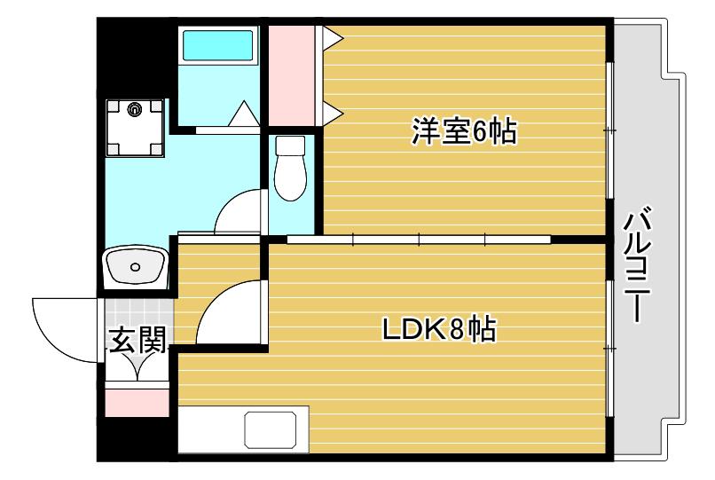エクシード浜口(1LDK/4階)の間取り写真