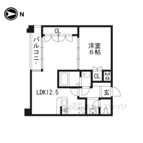 プリオール烏丸三条(1LDK/3階)の間取り写真