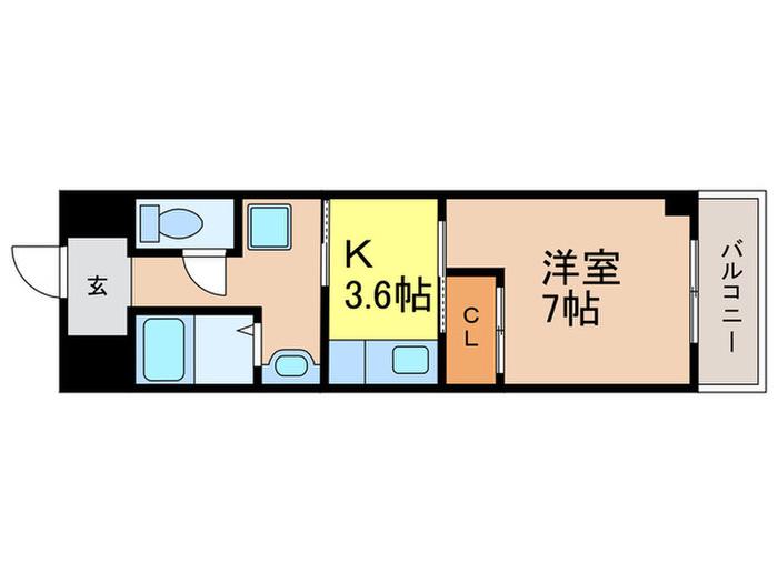 サンクチュアリ深江北町(1K/4階)の間取り写真