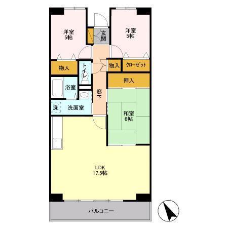 エスポワール八千代(3LDK/6階)の間取り写真