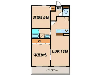 エクセレント クリア(2LDK/1階)の間取り写真