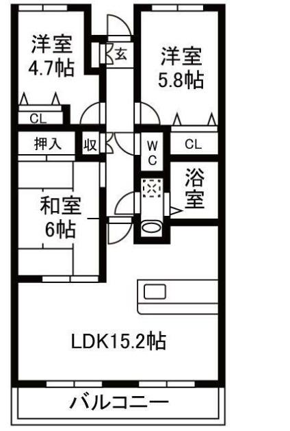コトー陽光台(3LDK/1階)の間取り写真
