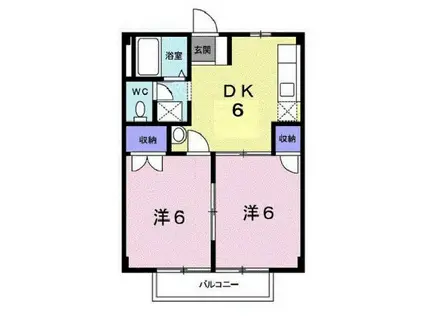 コーポサンスカイD(2DK/1階)の間取り写真