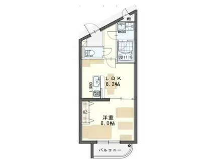 サンセール ヴァーグ(1LDK/2階)の間取り写真