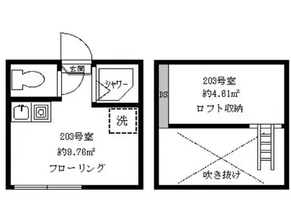 フェリスメリー(ワンルーム/2階)の間取り写真