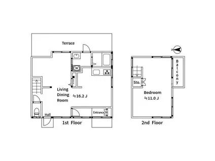 大島テラス(1LDK/1階)の間取り写真