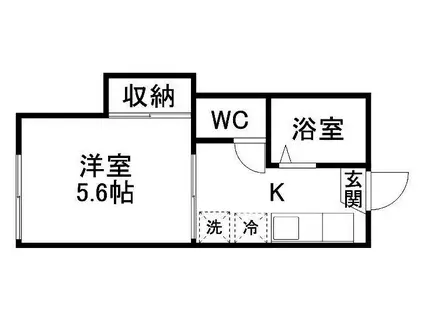 ドミール青葉(1K/2階)の間取り写真