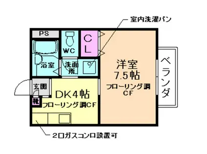 アピアワダ(1K/2階)の間取り写真