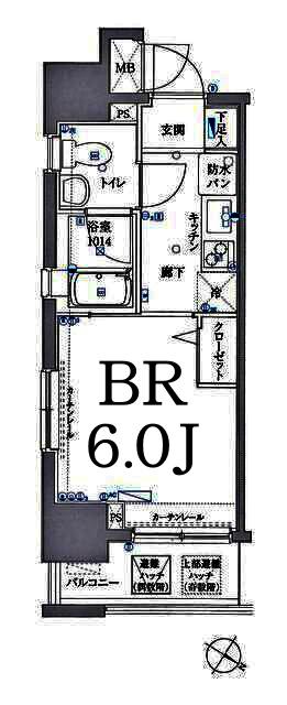 リクレイシア・コルテ川崎元木(1K/7階)の間取り写真