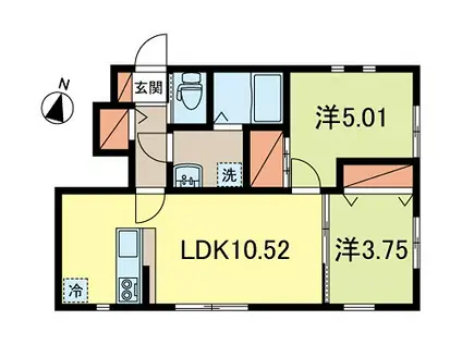 ル・カーサ(2LDK/1階)の間取り写真