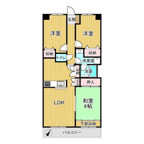 サンシティ泉ヶ丘(3LDK/2階)の間取り写真