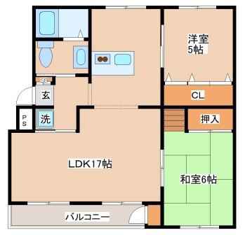 東垂水7号棟(2LDK/4階)の間取り写真
