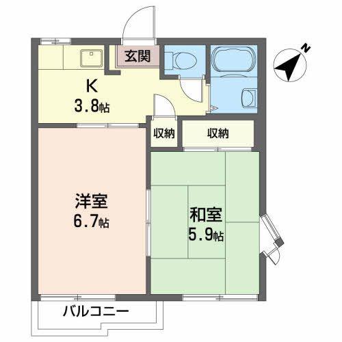 コスモコーポ(2K/2階)の間取り写真