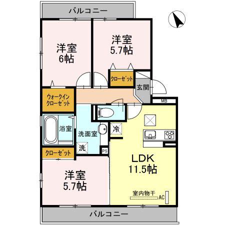 TORTUGA B(3LDK/1階)の間取り写真