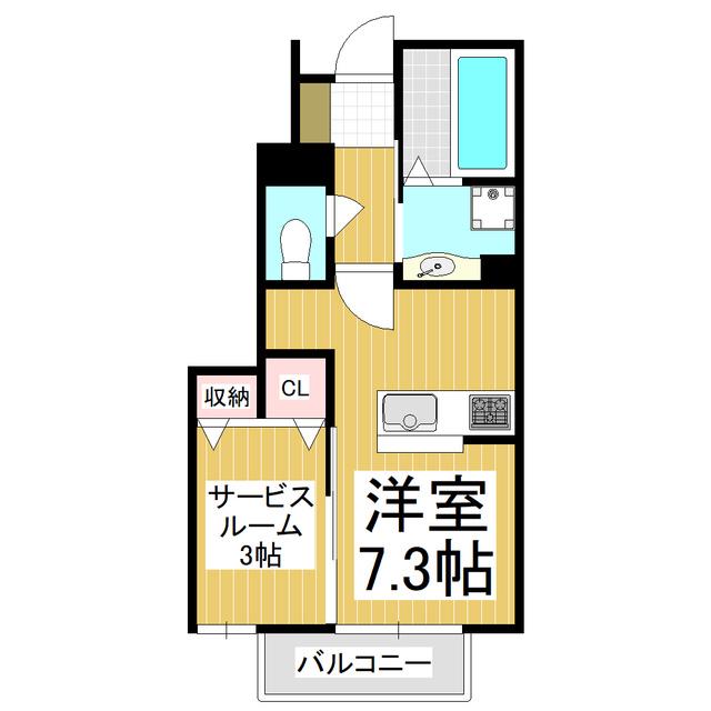 PURE SASABE(ワンルーム/1階)の間取り写真