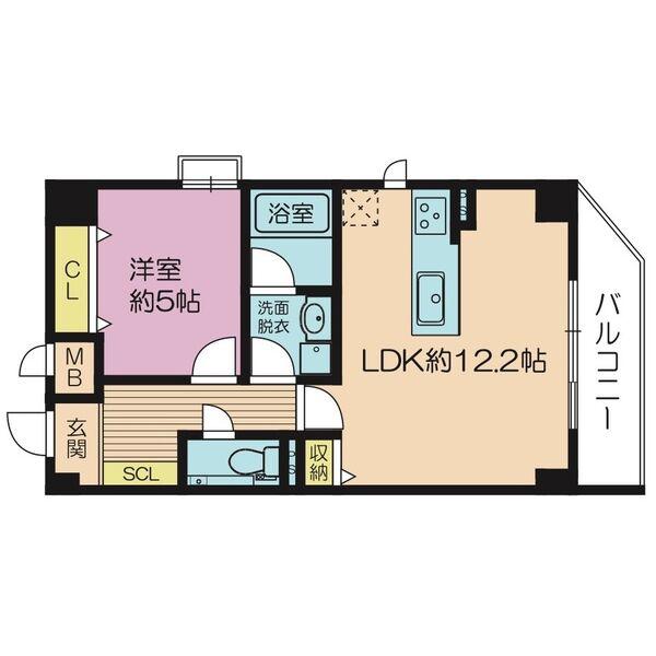 ゼクス九条(1LDK/7階)の間取り写真
