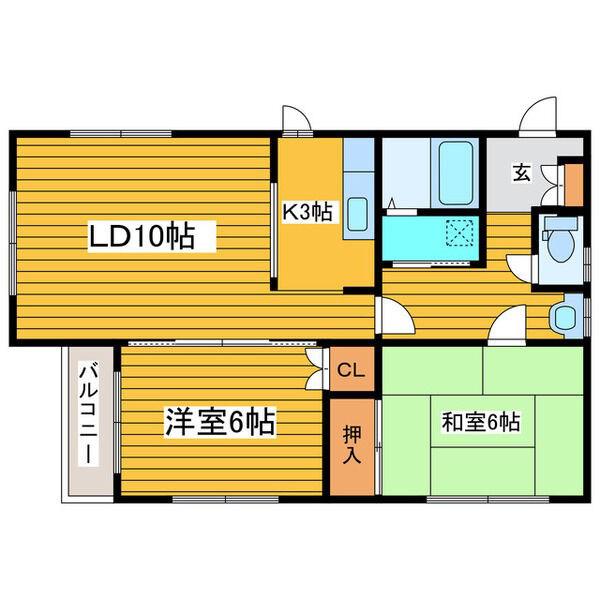イースト北30条(2LDK/2階)の間取り写真