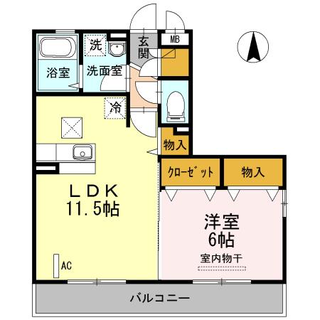 セジュール参番館(1LDK/1階)の間取り写真