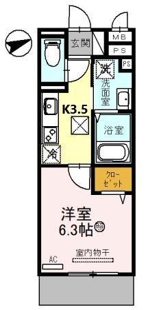 セジュール大村(1K/1階)の間取り写真