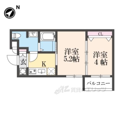 MJC京都西大路Ⅰ(2K/2階)の間取り写真